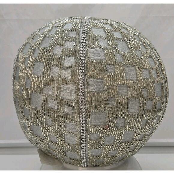 Bella Lux Other - Disco Ball Embellished Beaded 9" Round Pillow Glam Contemporary Bella Lux TJ MAX